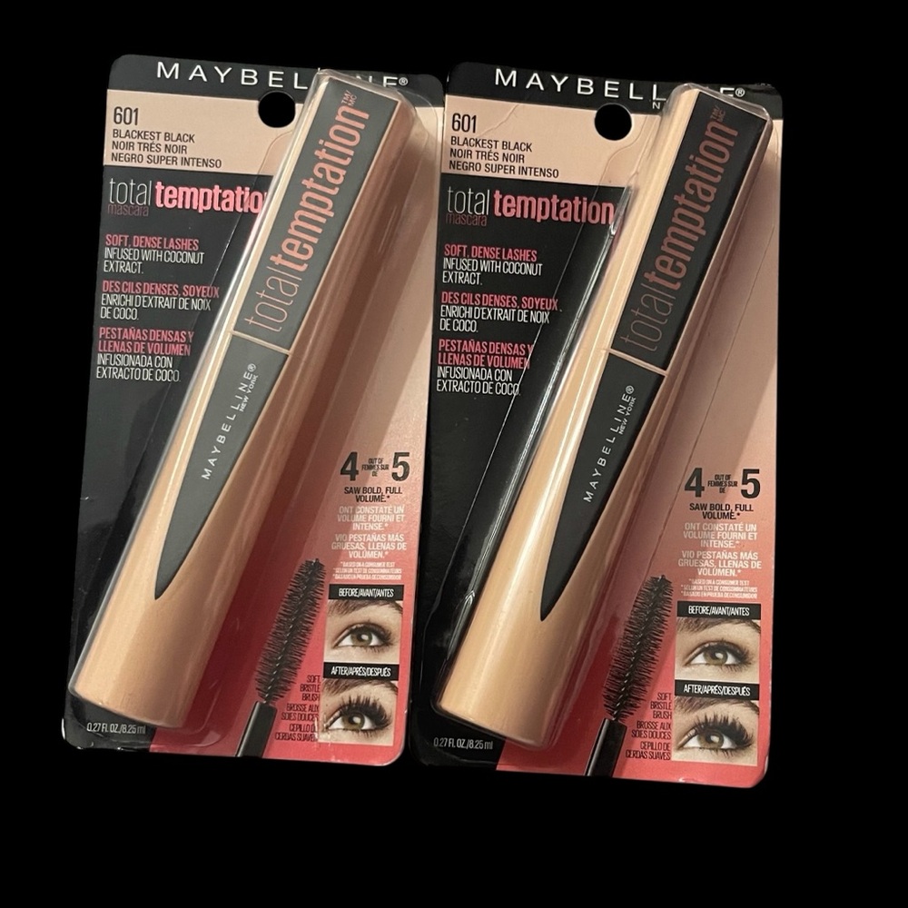 Maybelline Total Temptation Mascara in Blackest Black #601 NIB